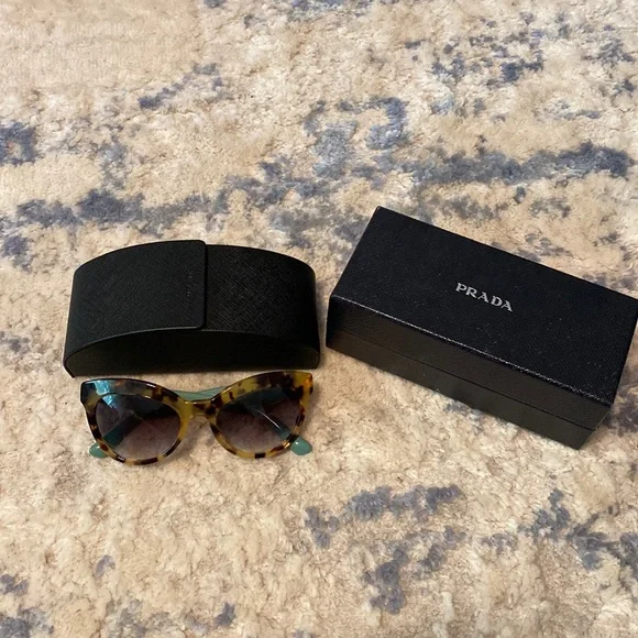 Prada tortoise and green cat eye sunglasses PRADA Sunglasses PR 23YS 2AU06B Tortoise Green Dark Brown  main image 2